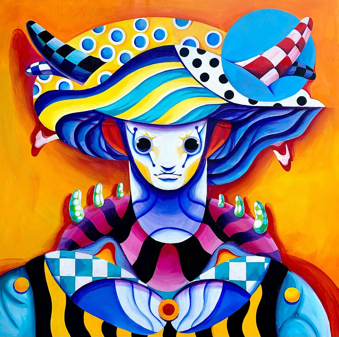 acrylic on canvas, varnish 90*90 см 2023 For Sale