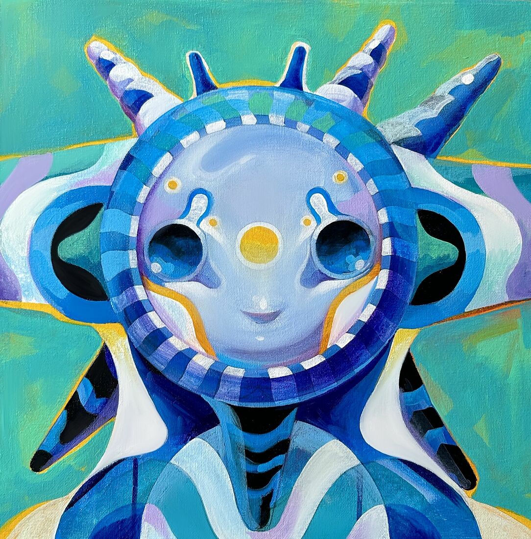 acrylic on canvas, varnish 40*40 cm 2024 For Sale